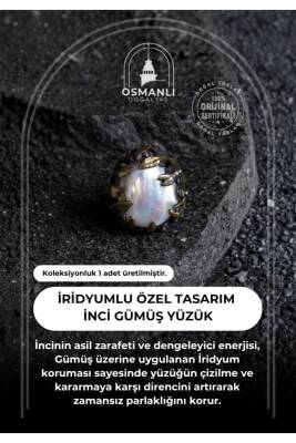 Sertifikalı Özel Tasarım İridyumlu İnci Gümüş Yüzük (Kadın) - 2