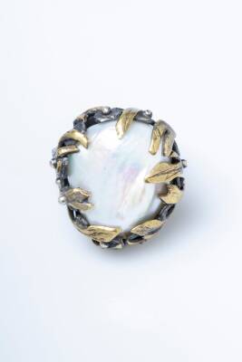 Sertifikalı Özel Tasarım İridyumlu İnci Gümüş Yüzük - 6