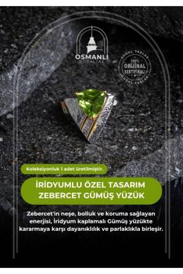 Sertifikalı Özel Tasarım İridyumlu Zebercet Gümüş Yüzük (Kadın) - 2