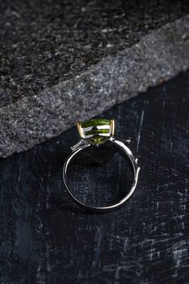 Sertifikalı Özel Tasarım İridyumlu Zebercet Gümüş Yüzük (Kadın) - 5