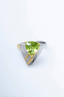 Sertifikalı Özel Tasarım İridyumlu Zebercet Gümüş Yüzük (Kadın) - 6