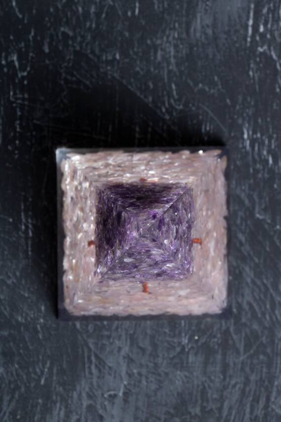 Sertifikalı Pembe Kuvars & Ametist Ağaçlı Piramit - 5