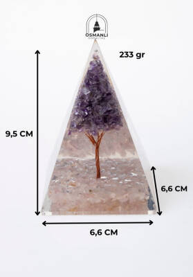 Sertifikalı Pembe Kuvars & Ametist Ağaçlı Piramit - 6