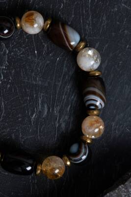 Sertifikalı Pembe Kuvars Ametist ve Hematit Bileklik - Osmanlı Doğaltaş