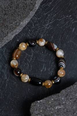 Sertifikalı Pembe Kuvars Ametist ve Hematit Bileklik - 2