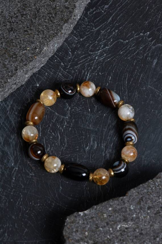 Sertifikalı Pembe Kuvars Ametist ve Hematit Bileklik - 2