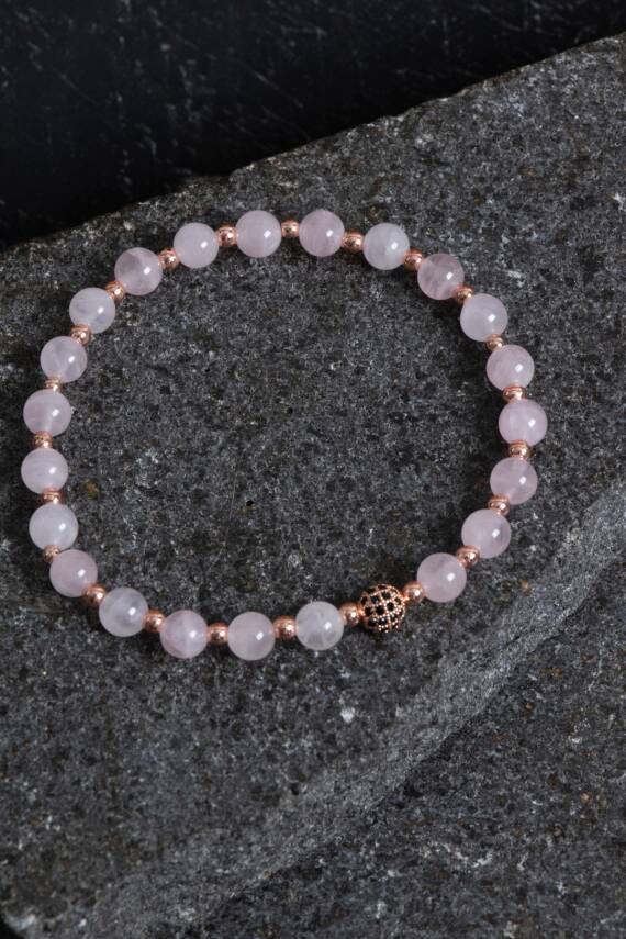 Sertifikalı Pembe Kuvars Ametist ve Hematit Bileklik - 3