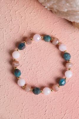 Sertifikalı Pembe Kuvars, Apatit, Güneş Taşı, Hematit Doğal Taş Bileklik (SK:284) - Osmanlı Doğal Taş