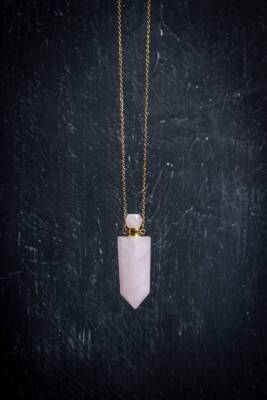 Sertifikalı Pembe Kuvars Doğal Taş Esans Şişesi Kolye - Osmanlı Doğal Taş