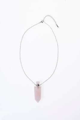 Sertifikalı Pembe Kuvars Doğal Taş Esans Şişesi Kolye - 6