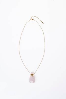 Sertifikalı Pembe Kuvars Doğal Taş Esans Şişesi Kolye - 6