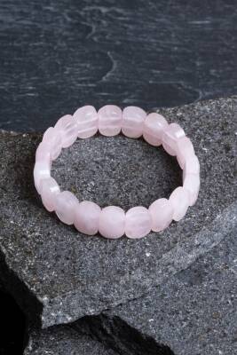 Sertifikalı Pembe Kuvars Geniş Kesim Doğal Taş Bileklik - Osmanlı Doğaltaş