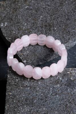 Sertifikalı Pembe Kuvars Geniş Kesim Doğal Taş Bileklik - 4