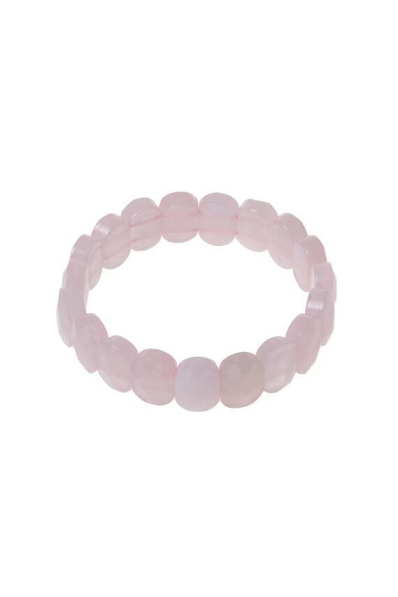 Sertifikalı Pembe Kuvars Geniş Kesim Doğal Taş Bileklik - 5