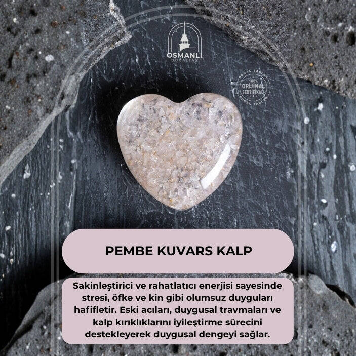 Sertifikalı Pembe Kuvars Kalp - 2