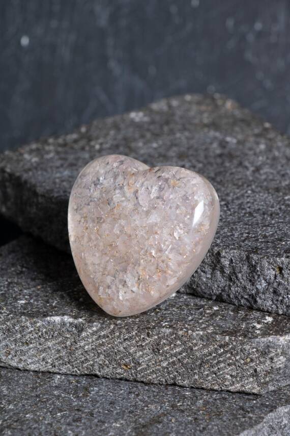 Sertifikalı Pembe Kuvars Kalp - 5