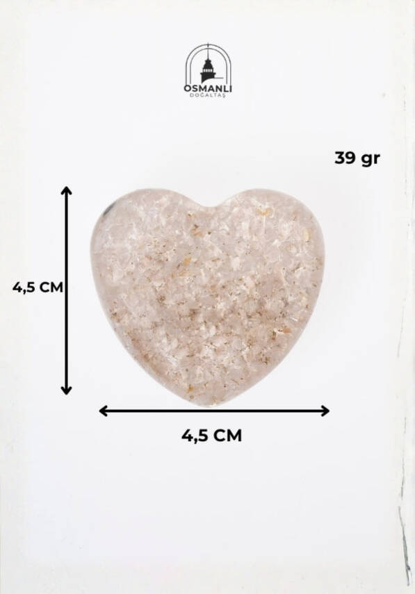 Sertifikalı Pembe Kuvars Kalp - 6