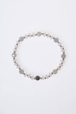 Sertifikalı Pembe Kuvars, Labradorit Zirkon Aparatlı Doğal Taş Bileklik (SK:384) - 5