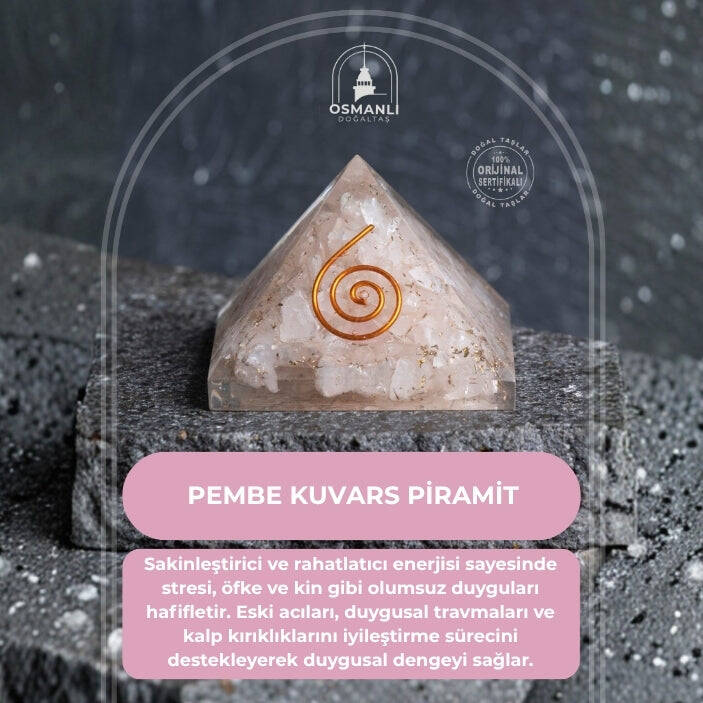 Sertifikalı Pembe Kuvars Piramit - 2