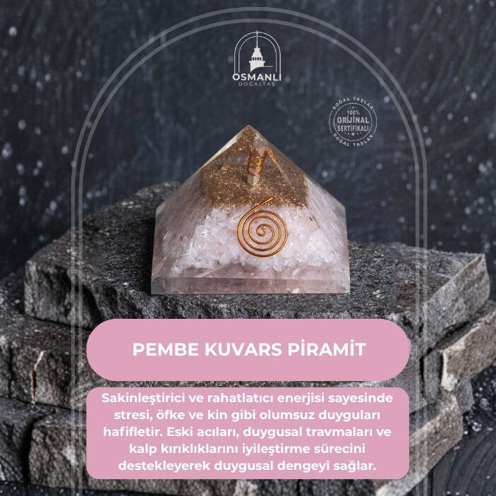 Sertifikalı Pembe Kuvars Piramit - 2
