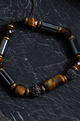 Sertifikalı Pembe Kuvars ve Hematit Doğal Taş Bileklik - 4