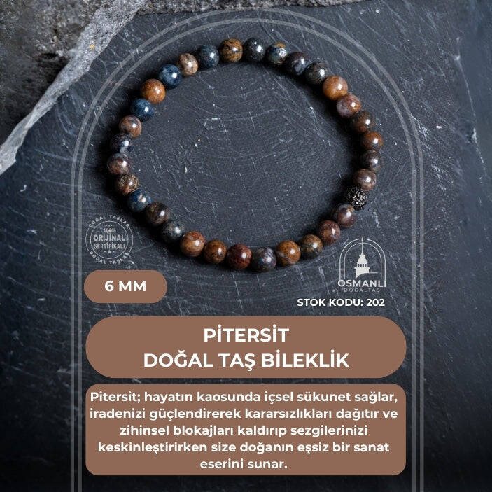 Sertifikalı Pitersit Doğal Taş Bileklik 6 mm (SK:202) - 2