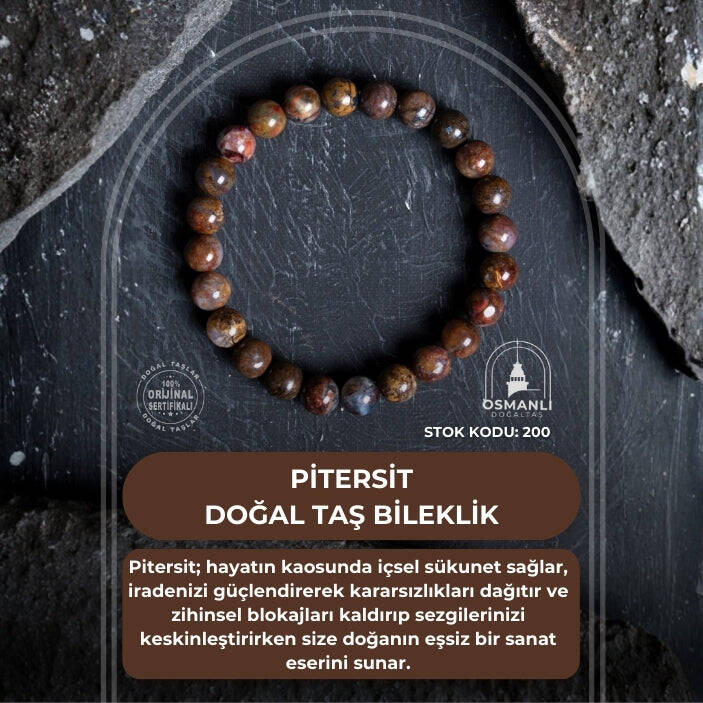 Sertifikalı Pitersit Doğal Taş Bileklik-8 mm (SK:200) - 2