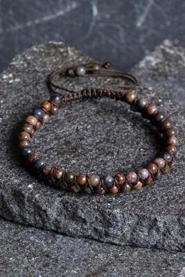 Sertifikalı Pitersit Doğal Taş Makrome Bileklik / 3-4 mm (SK:201) - 1