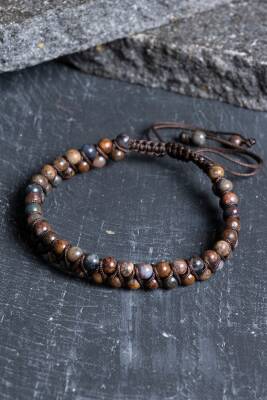 Sertifikalı Pitersit Doğal Taş Makrome Bileklik / 3-4 mm (SK:201) - 4