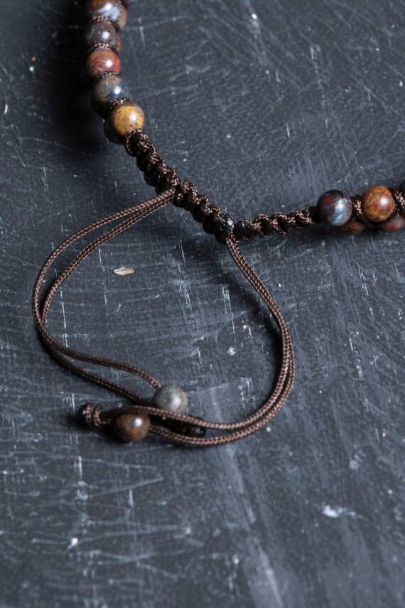 Sertifikalı Pitersit Doğal Taş Makrome Bileklik / 3-4 mm (SK:201) - 5