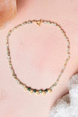 Sertifikalı Prehnit, Anyolit Doğal Taş Kolye (SK:249) - 2