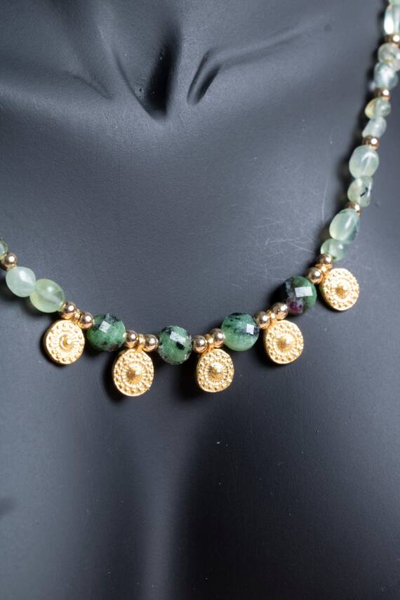 Sertifikalı Prehnit, Anyolit Doğal Taş Kolye (SK:249) - 4