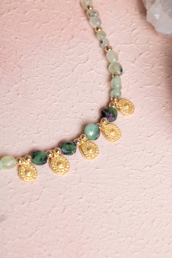 Sertifikalı Prehnit, Anyolit Doğal Taş Kolye (SK:249) - 5