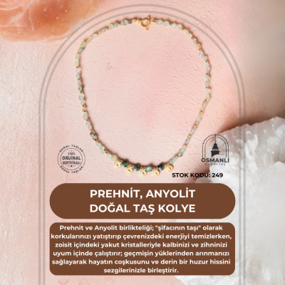 Sertifikalı Prehnit, Anyolit Doğal Taş Kolye (SK:249) - 2