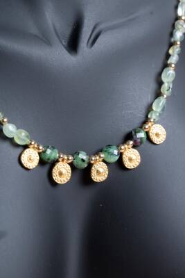 Sertifikalı Prehnit, Anyolit Doğal Taş Kolye (SK:249) - 4