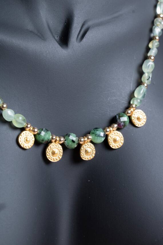 Sertifikalı Prehnit, Anyolit Doğal Taş Kolye (SK:249) - 4