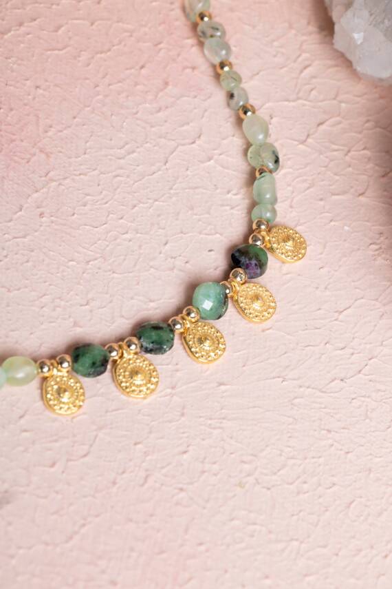 Sertifikalı Prehnit, Anyolit Doğal Taş Kolye (SK:249) - 5