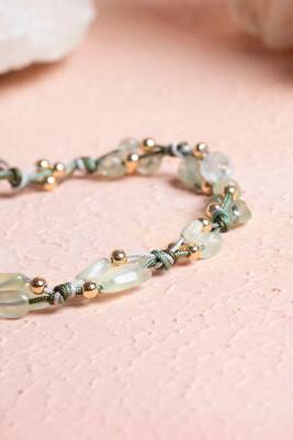 Sertifikalı Prehnit, Hematit Doğal Taş Makrome Bileklik (SK:240) - 4