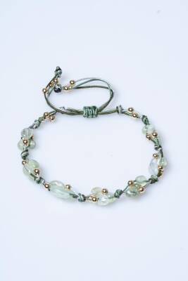 Sertifikalı Prehnit, Hematit Doğal Taş Makrome Bileklik (SK:240) - 6