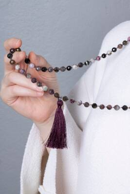 Sertifikalı Renkli Turmalin Elmas Kesim Fasetli Doğal Taş Tesbih Kolye 99luk - 8mm (SK:407) - 2