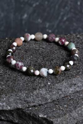 Sertifikalı Renkli Turmalin, Opal Doğal Taş Bileklik (SK:402) - 2