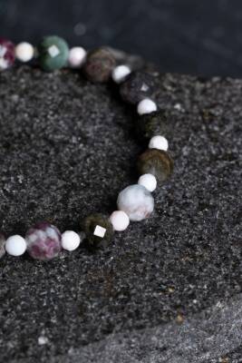 Sertifikalı Renkli Turmalin, Opal Doğal Taş Bileklik (SK:402) - 3