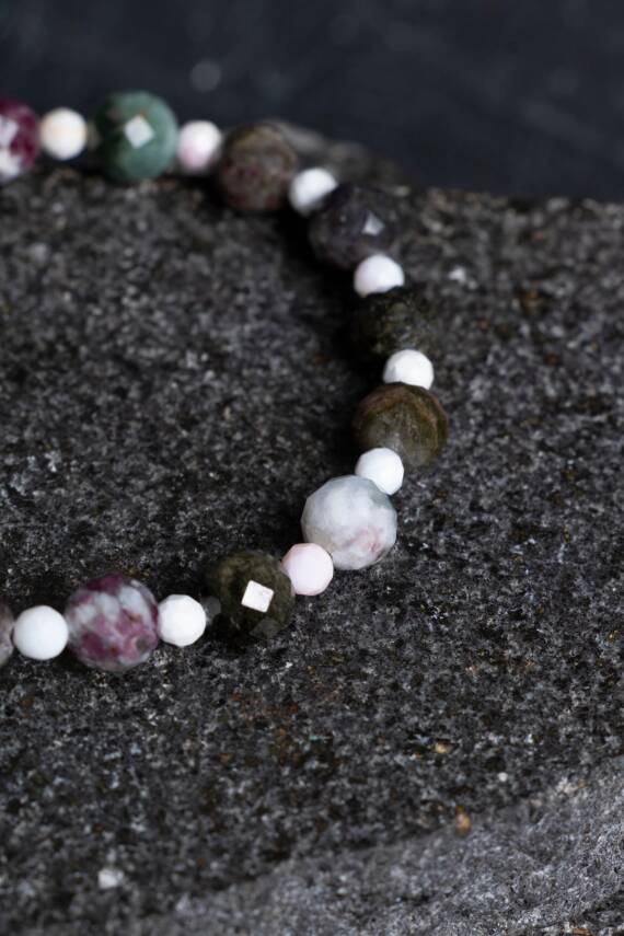 Sertifikalı Renkli Turmalin, Opal Doğal Taş Bileklik (SK:402) - 3