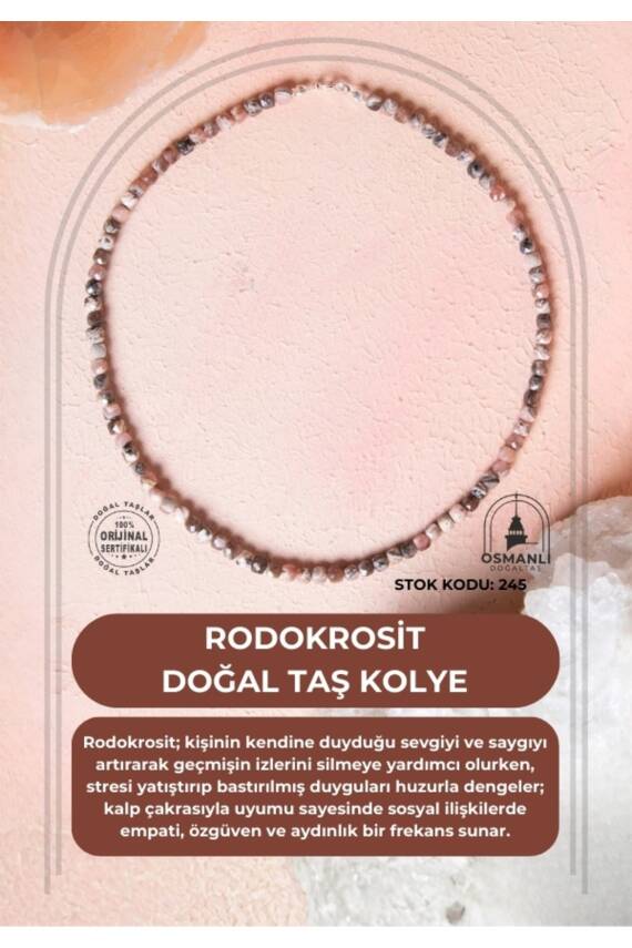 Sertifikalı Rodokrosit Doğal Taş Kolye (SK:245) - 1