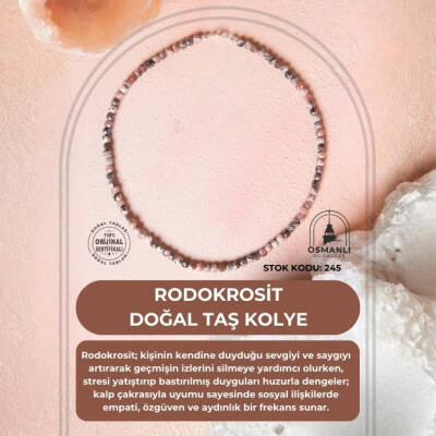 Sertifikalı Rodokrosit Doğal Taş Kolye (SK:245) - 2