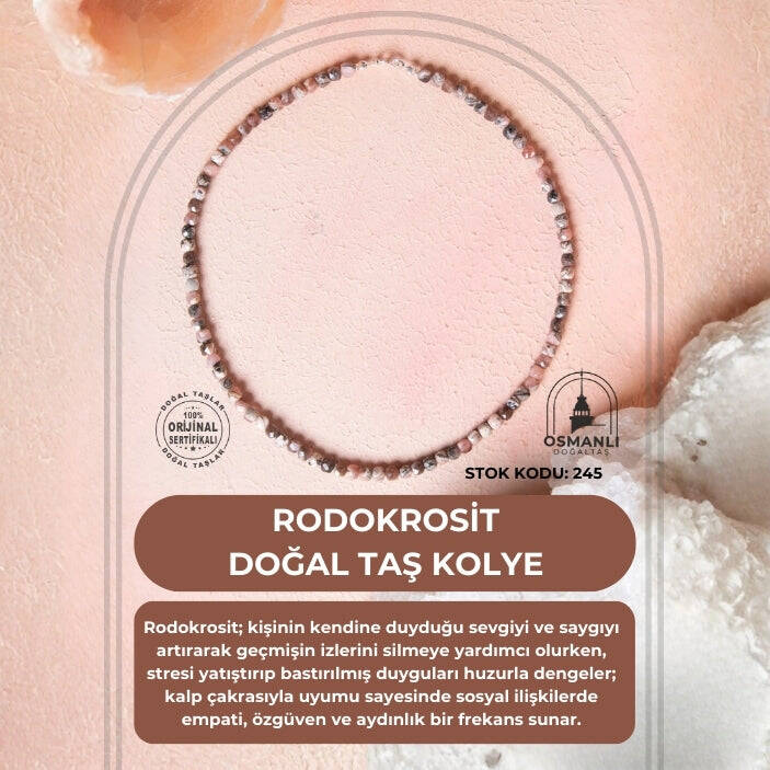 Sertifikalı Rodokrosit Doğal Taş Kolye (SK:245) - 2
