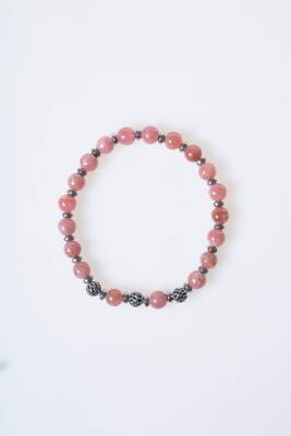 Sertifikalı Rodokrosit Gümüş Aparat Doğal Taş Bileklik - 5