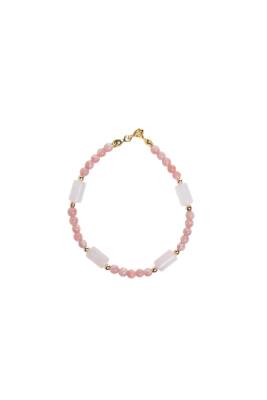 Sertifikalı Rodokrosit, Pembe Kuvars, Hematit Doğal Taş Kolye - Osmanlı Doğaltaş