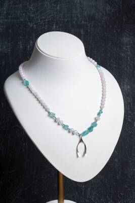 Sertifikalı Rodokrosit, Pembe Kuvars, Hematit Doğal Taş Kolye - 5