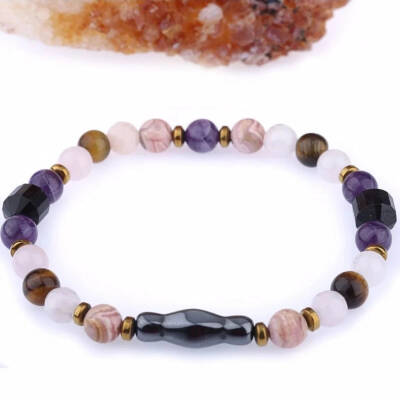 Sertifikalı Rodokrozit, Pembe Kuvars, Hematit Doğal Taş Kolye - 3